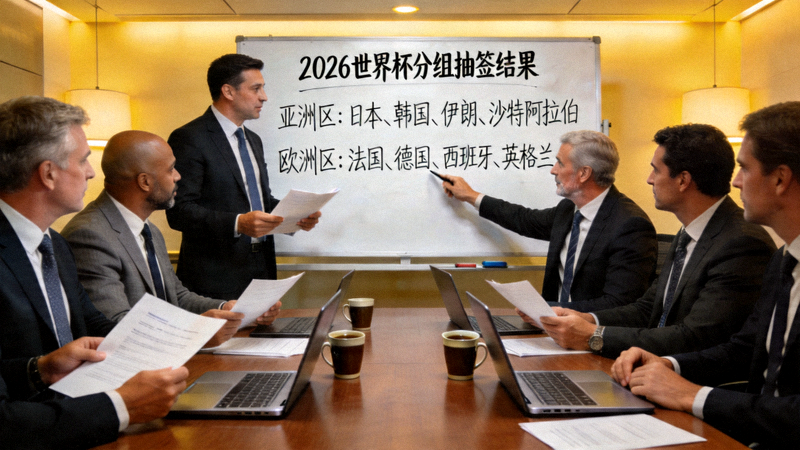 教练团队在会议室分析2026世界杯分组抽签结果