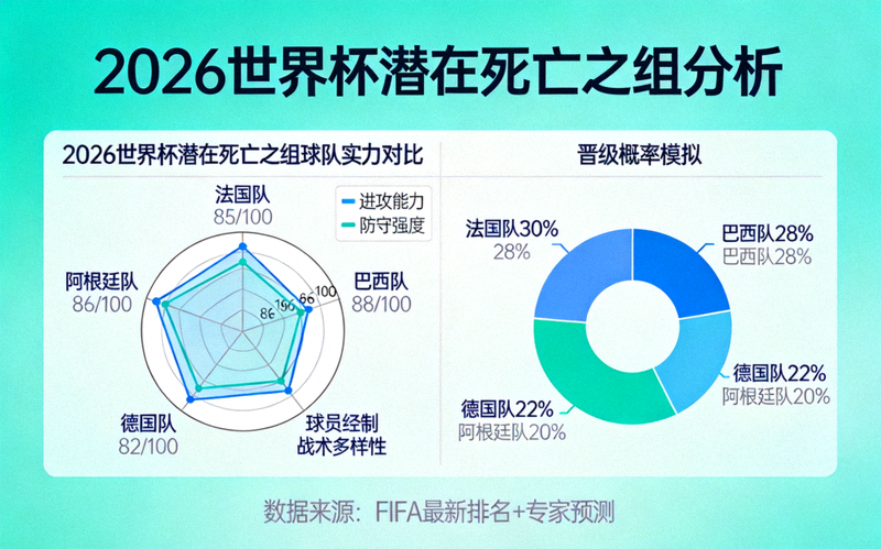 战术分析图展示2026世界杯潜在死亡之组的球队实力对比与晋级概率模拟